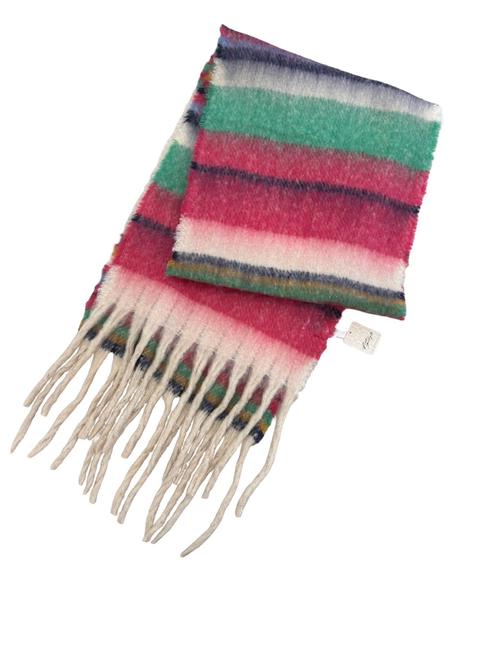 Free People Multicolor Striped Fringe Scarf — Pink, Green & Cream - Picture 2 of 10
